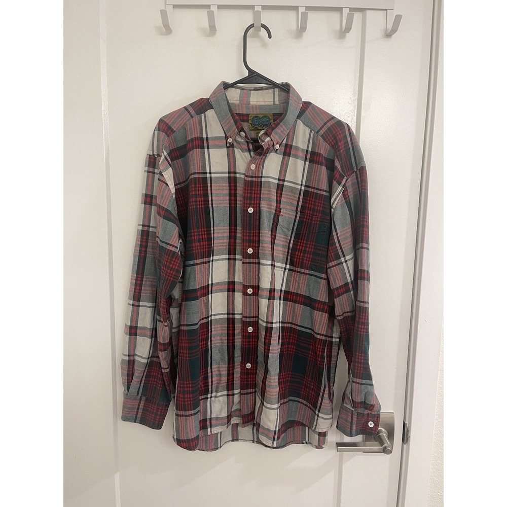 Native Habitat Planet Earth Plaid Red Tartan Button Up Holiday Classic Christmas